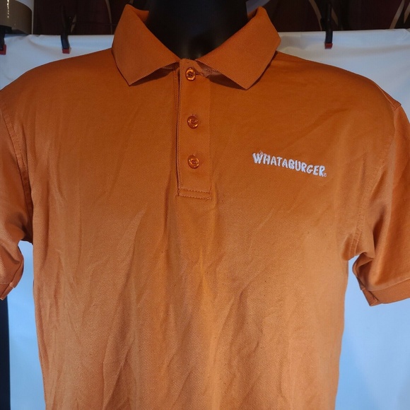 Whataburger Uniform Employee Embroidered Orange Polo Short Sleeve Small Shirt - Picture 2 of 9